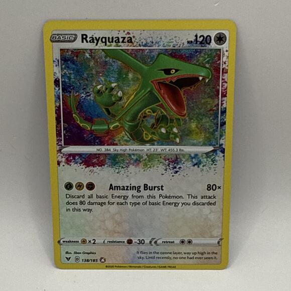 Rayquaza 138/185 Swsh04: Vivid Voltage Holo Pokémon Tcg Collectible Card LP - Picture 1 of 2
